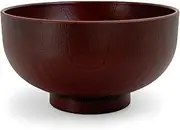 J-Kitchens Miso Soup Bowl, 12.6 fl oz (370 cc), 5.3 x 3.0 inches (13.5 x 7.5 cm), Heat Resistant, 128 Wood, Okonomi Bowl, Red Slicing, Made in Japan