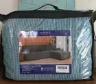 Subrtex L-Shape Sectional Sofa Elastic Slipcovers 2 Seat Right Chaise Teal Blue
