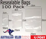 100 Resealable Bags Extra Small Small Medium Ziplock Zip Lock Plastic Reclosable