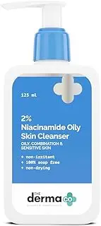 [The Derma Co] 2 Niacinamide Oily Skin Cleanser for Sensitive, Oily Combination Skin 125 ml Non-Irritant Soap-Free Non-Drying Gently Cleanses Makeup With 0.1 ww Salicylic Acid White