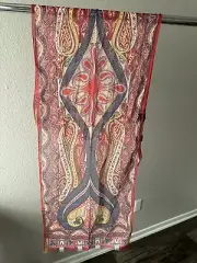 NWT $265 Etro Scarf Red Paisley Printed Calcutta Multicolor Print 40*140cm