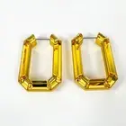 Swarovski Lucent Octagon Yellow Crystal Hoop Earrings NWB