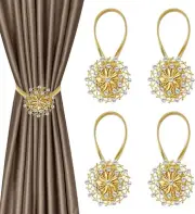 Magnetic Curtain Tiebacks, 4 Pack Magnetic Crystal Decorative Drape Retainers