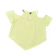 NEW Torrid Women's Plus Size 3 Blouse Top Short Sleeve Green Solid Rayon Crew Ne