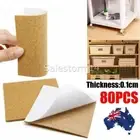 80PCS Adhesive Self-adhesive Cork Backing Sheets for DIY Crafts Coasters Tiles