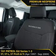 Nissan GU Patrol Y61 Wagon - Series 1 to 3 - ST, ST-L, ST Plus & Ti - GP6 Premium Neoprene 2x Front Seat Covers (Available)