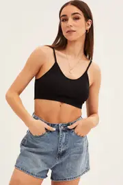 Black Top Sleeveless Seamless - Size M, Women's Singlet
