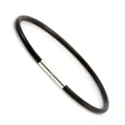 Brown Leather Bracelet-Sterling Silver Twist Clasp-3mm Genuine Greek Cord