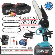 3500W Mini Cordless Electric Chainsaw 2 Battery-Powered Wood Cutter Rechargeable