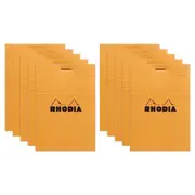 10x Rhodia No.11 Top Stapled A7 Notepad Office Stationery Note Pad 5x5 Grid ORNG