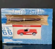 1957 Corvette Chevrolet Model Die Cast Car & Pen Set 2001 US 66 Reader's Digest