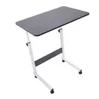 (Black)Overbed Table With Wheels Wooden Height Adjustment Mobile Standing US