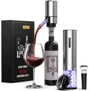 Rechargeable Electric Wine Gift Set - Aerator, Vacuum Stoppers, Foil Cutter and