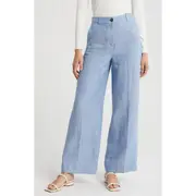 Boden Westbourne Linen Pants in Grey Blue Chambray at Nordstrom, Size 6