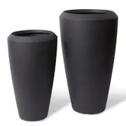 2pc E Style Malik Tall Flower Planters Set Home/Garden Decor 70cm/86cm Black