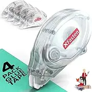 XFasten Glue Tape Roller Runner, Clear, Acid-Free, Zero-Jamming 0.3-inch x 360-inch (4-Pack, 1440-inches Total) Double Sided Gift Wrapping Tape for Scrapbooking, Journal, Photo, Card Making