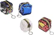 [BESTYASH] Small Coin Purse Sequin 4 Pack Change Storage Bag Easy Zipper Portable for Travel