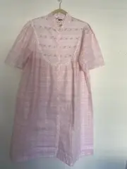 Vintage NWT Appel Robe House Coat L Pink Gingham Floral Granny Core Cottage Core