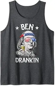 [X.Style] Ben Drankin 4th of July Funny Benjamin Franklin Men Drinking Tank Top ds370 T-Shirt Black