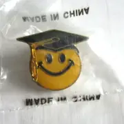 Happy Face Graduate Lapel Pin Mortar and Tassel New in Bag