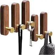 Coat Rack Wall Mount Wall Hooks Natural Wood Clothes Hanger Wall Mounted Coat Hook Towel Hooks Hat Scarf Storage Hanger Bathroom Rack Organizer Wall Coat Hooks