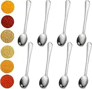 DEFIYEAR 8 Pack Tiny Spoons for Spices Jars, Stainless Steel Mini Spoons, Small Spoon for Salt Coffee Dessert (7.5cm)