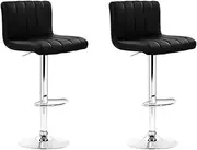 Artiss Bar Stools Stool Set of 2 Adjustable Kitchen Swivel Counter Barstools Dining Chair Chairs Gas Lift Leather Black in 68-81cm Seat Height Floor for Home Bar Dining Room Cafe Outdoor Indoor