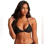 Volcom Simply Seamless Black Triangle Bikini Top Size S