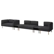 LILLEHEM 5-seat modular sofa with side table, Gunnared/dark grey wood