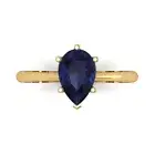 2ct Pear Cut Blue Sapphire Promise Designer Engagement Ring 14k Yellow Gold