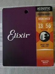 Elixir 16102 Acoustic Guitar Strings Nanoweb Med 13-56 Phos Bronze