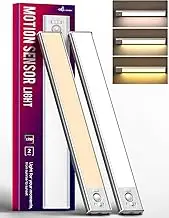 2 Pack Under Cabinet Lighting, 3 Color Temperature Motion Sensor Light Indoor, 3200mAh Rechargeable Closet Lights Motion Sensored, Adjustable Brightness, Under Counter Lights for Kitchen