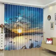 Optimus Reef Seaside 3D Curtain Blockout Photo Printing Curtains Drape Fabric