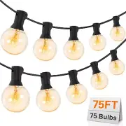 Outdoor String Lights 75Ft G40 UL Listed 80 Edison Bulbs (5 Spare) Globe Stri...