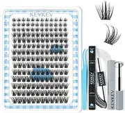 KevKev Lash Extension Kit 168Pcs Lash Clusters Diy Lash Extension Kit Eyelash Extensions Kit with Lash Bond and Seal Lash Applicator Individual Lashes Kit Lash Remover (Cloudy,8-18mix)