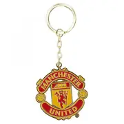 Manchester United FC Official Metal Football Crest Keyring Red One Size