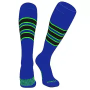 Striped OTC Baseball, Softball, Football Socks (C) Royal, Neon Green, Black