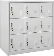 Metal Locker with 9 Doors Office Storage Locker Home Steel Locker School Storage Organizer, Storage Cabinet for Students Employee, 2 pcs Light Grey 90x45x92.5 cm Steel