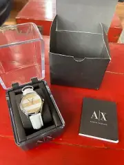 Armani Exchange Women's Crystal White Leather Watch AX5240 NEW W/ TAGS!!