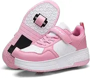 [Skridsko] Roller Skate Shoes for Girls&Boys, Trainers Skating with Retractable Wheels-Stylish for Kids, Enhanced Safety Roller Sneakers - Perfect for Party, Birthday, Easter, Christmas
