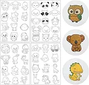 Stick and Stitch Embroidery Patterns Paper - 4 Sheets 51 Pcs Water Soluble Stabilizer Hand Sewing Stabilizers Transfer Paper with Pre-Printed Cartoon Animal for Bags Cloth Embroidery Hand Sewing Lover