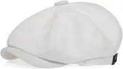 [HUFFA] Men Casual Newsboy Hat Spring Summer Thin Retro Beret Hat Wild Casual Hats Unisex Octagonal Cap Fashion Hip Hop Caps (Color : White, Size : 54-59cm)