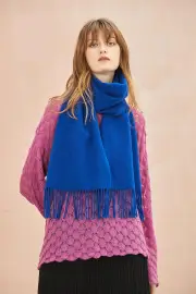 MerinoSnug Merino Wool Scarf Australia – Solid Woven, 90% Merino, 10 % Alpaca, Veronica Blue