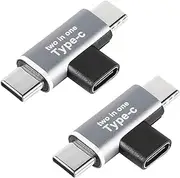 2 in 1 USB C Charging Power Splitter Adapter, Type C 1 Female to 2 Male T-Type Charging Connector, 2 Pcs