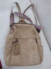 FADEON "Leather" Laptop Backpack for Women PU Computer Retro soft tan Brown