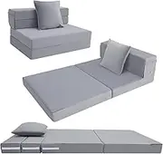 MeMoreCool Folding Mattress Single, High Density Foam Fold Out Sofa Chair Z Bed, Foldable Floor Futon Mattress, Floor Lounger Guest Sofa Bed Folding Couch for Sleeping, Camping, Travel, 12cm thick