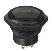Apem PUSH BUTTON SWITCH 200mA Latching,Momentary DPDT,Illuminated On BLACK/GREEN