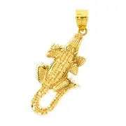 14K Gold 30MM Alligator Pendant