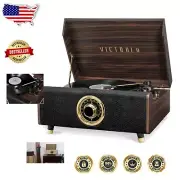 Highland Bluetooth Vinyl Player: FM Radio, Speakers & 3.5mm Aux Connectivity
