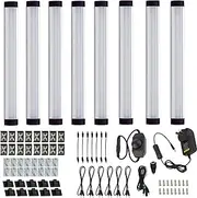 AIBOO Dimmable Led Under Cabinet Lighting Bar Linkable Kits with Rocker Switch Under Counter Kitchen,Showcase,Shelf Lighting(8 Panel Kits Cold White)